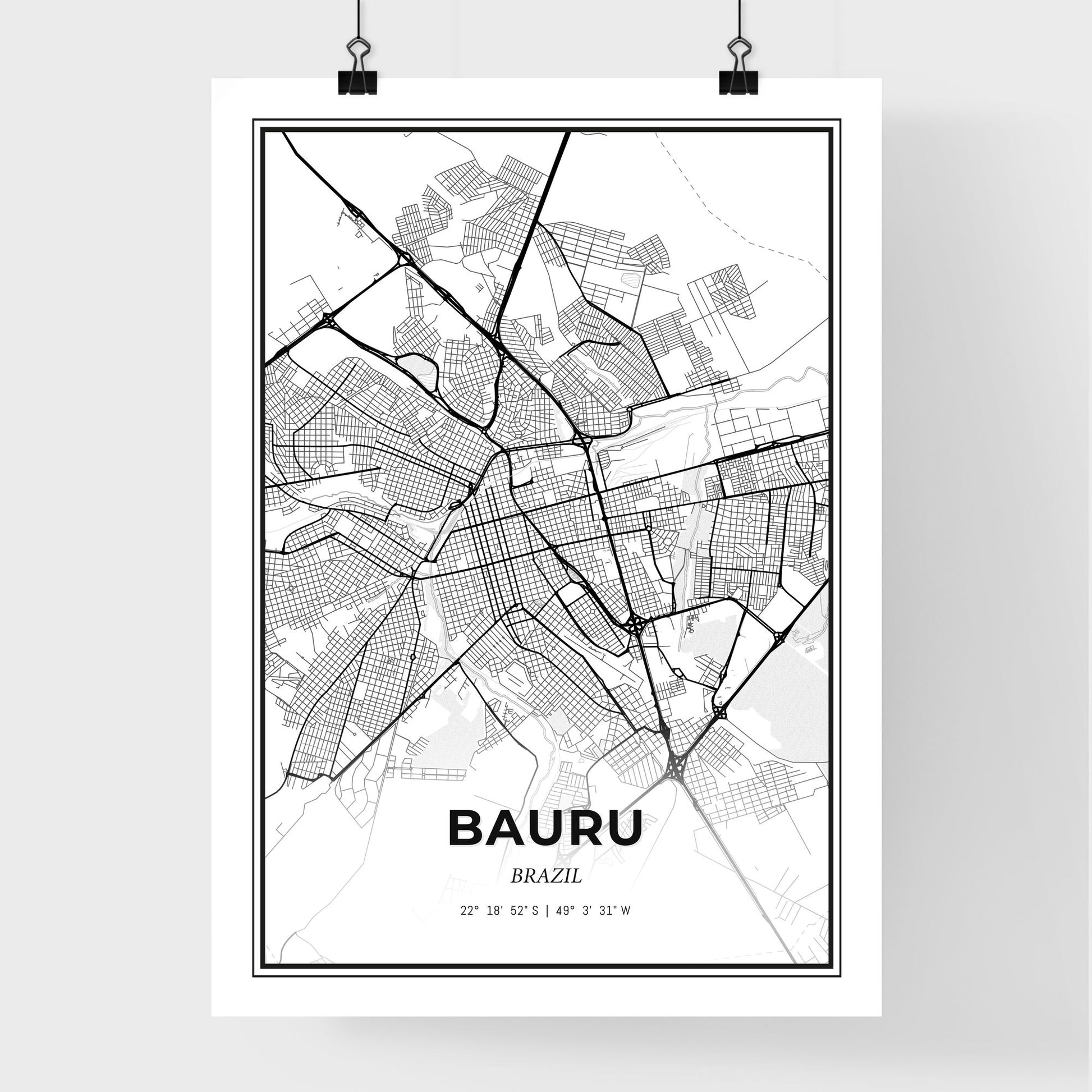 Bauru Brazil - Premium City Map Poster