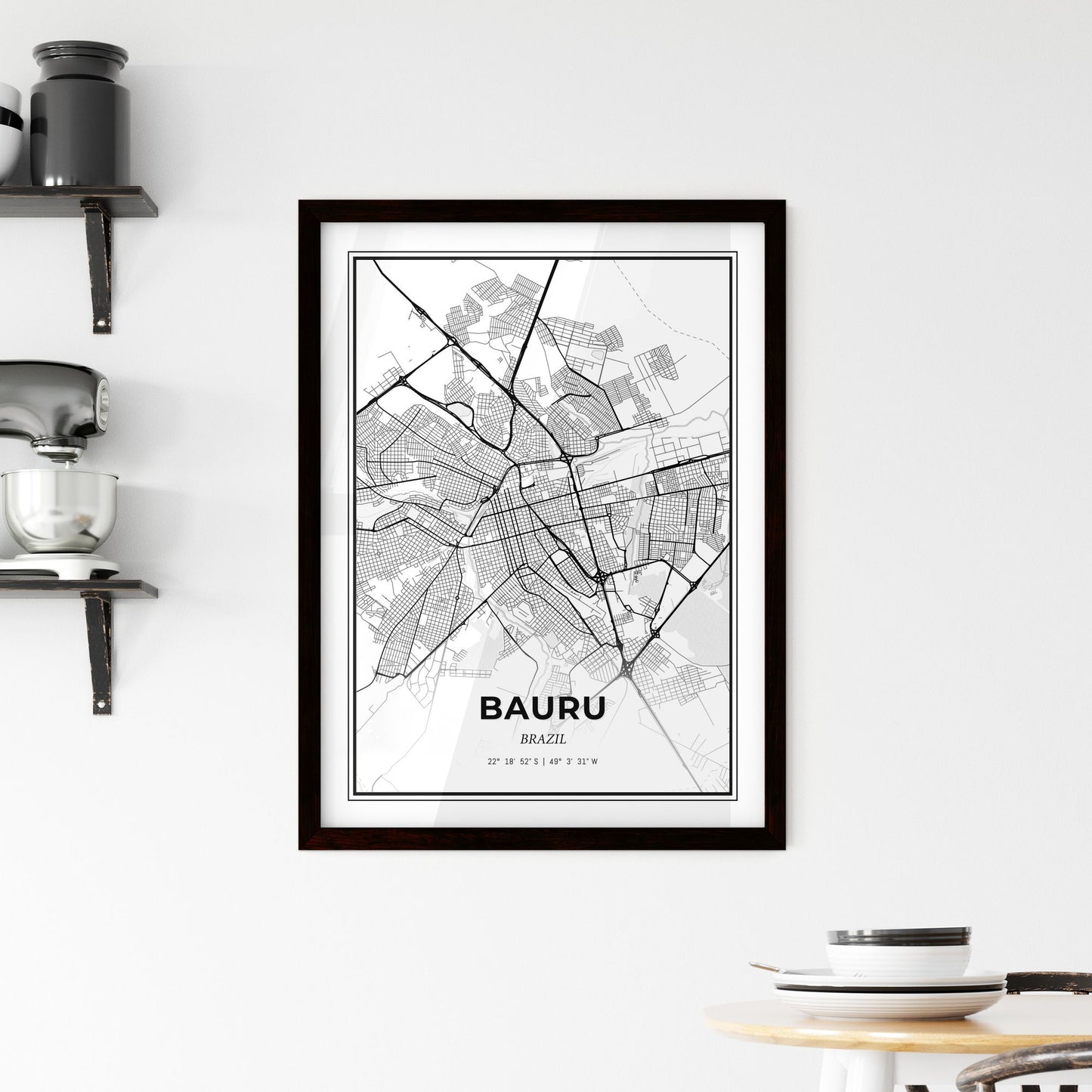 Bauru Brazil - Minimal City Map