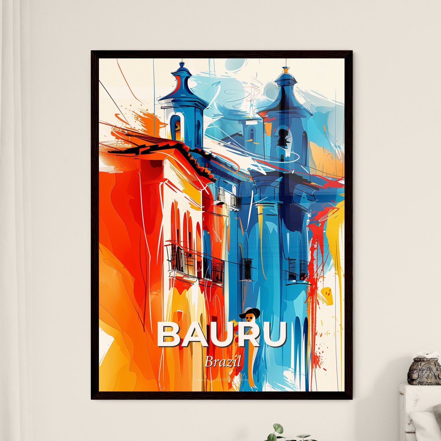 Vibrant Bauru, Brazil - A Painting Of A Building With A Person Standing In Front Of It