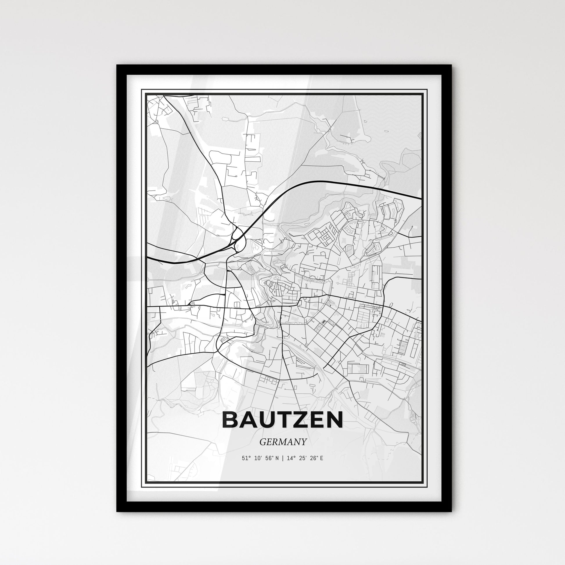 Bautzen Germany - Scandinavian Style City Map for Modern Home Decor