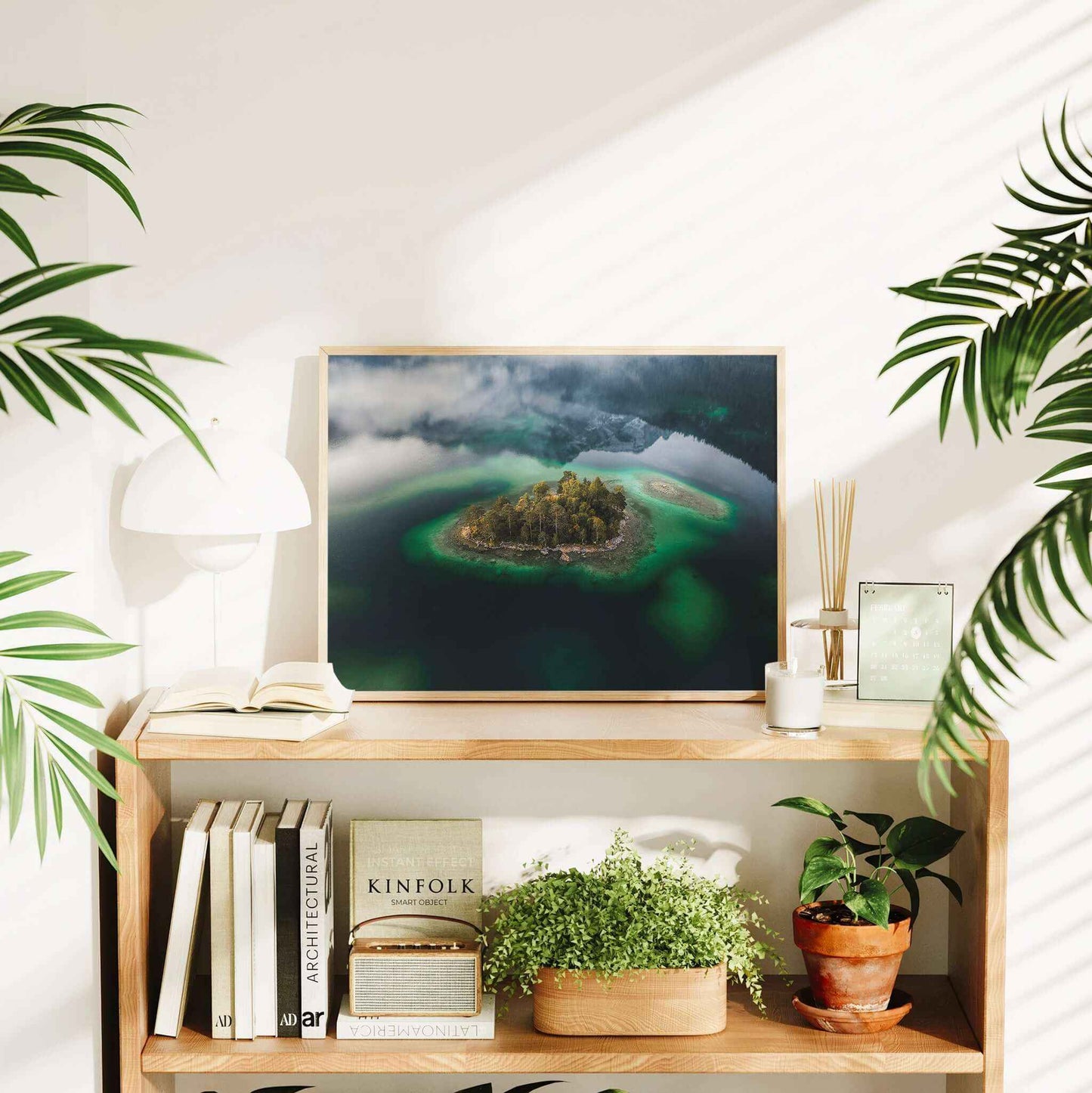 Eibsee Aerial Island Print – Bavarian Alps Landscape Photography Wall Art
