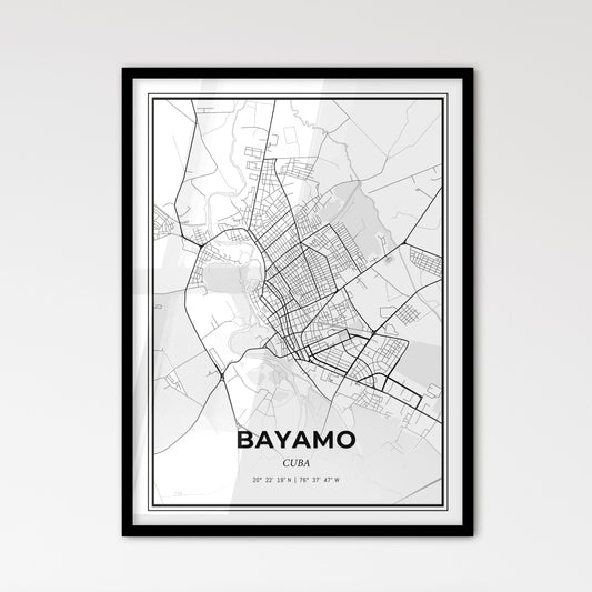 Bayamo Cuba - Scandinavian Style City Map for Modern Home Decor