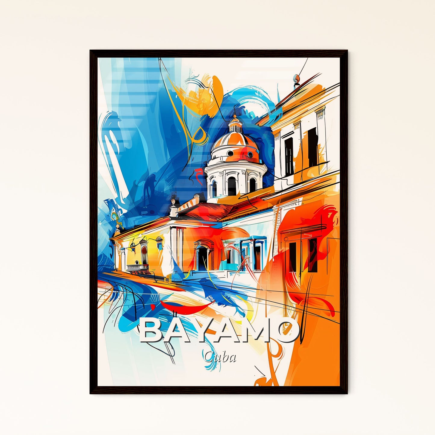 Vibrant Bayamo, Cuba - A Colorful Painting Of A Building