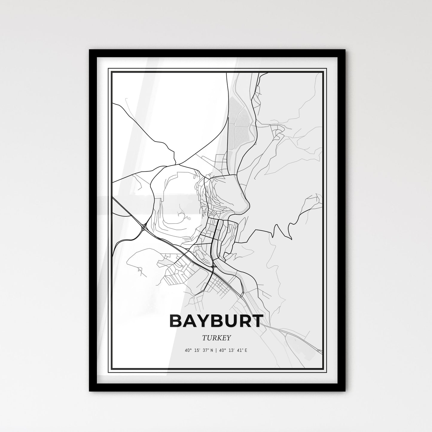 Bayburt Turkey - Scandinavian Style City Map for Modern Home Decor