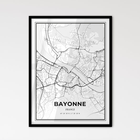 Bayonne France - Scandinavian Style City Map for Modern Home Decor