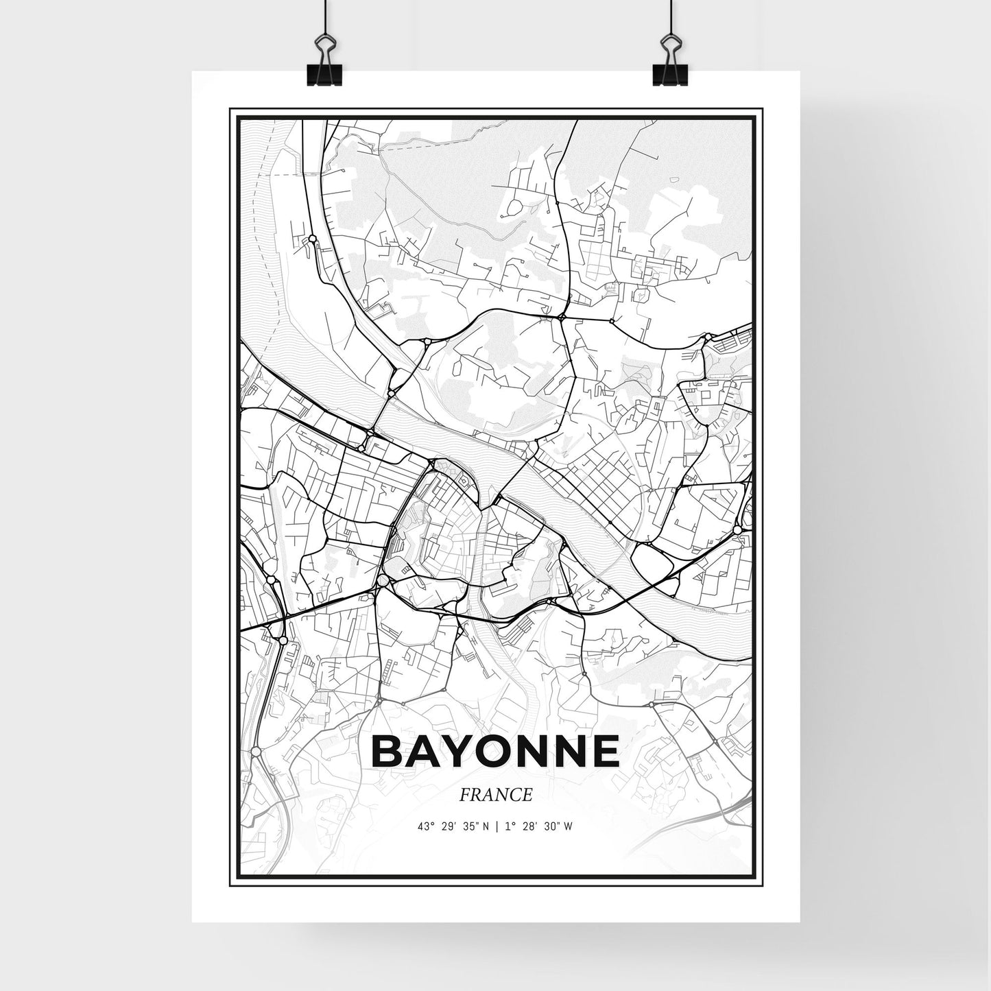 Bayonne France - Premium City Map Poster