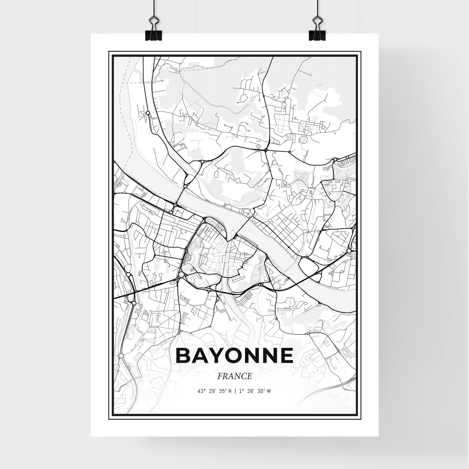 Bayonne France - Premium City Map Poster