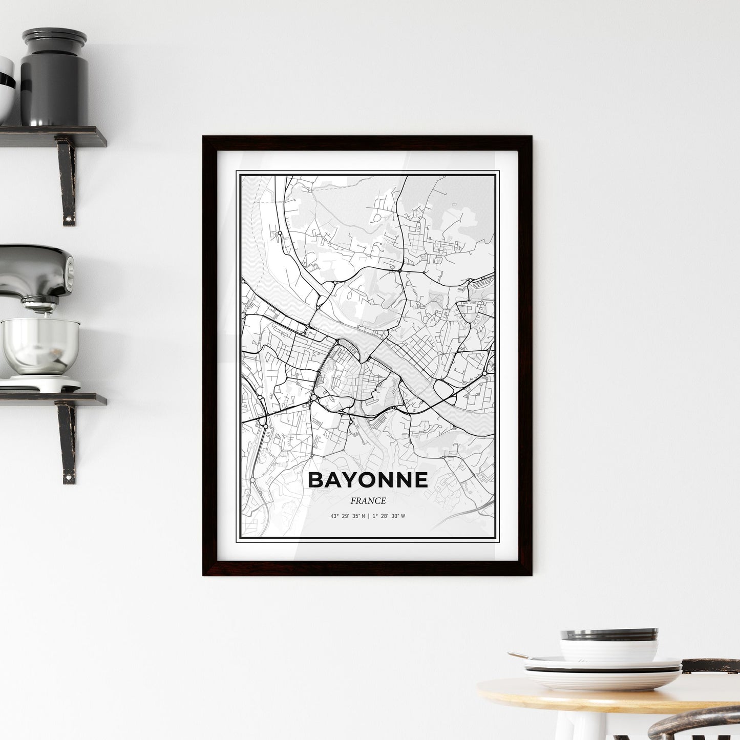 Bayonne France - Minimal City Map