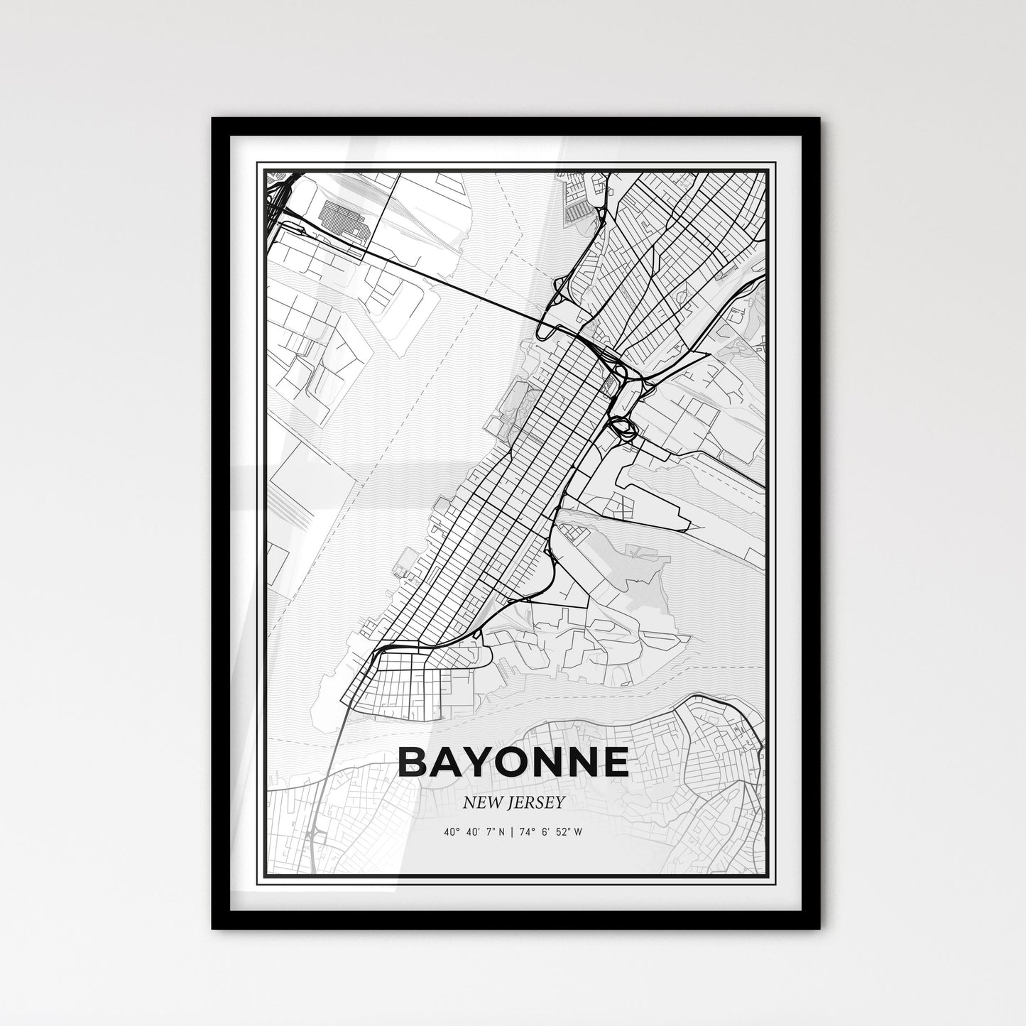 Bayonne New Jersey - Scandinavian Style City Map for Modern Home Decor