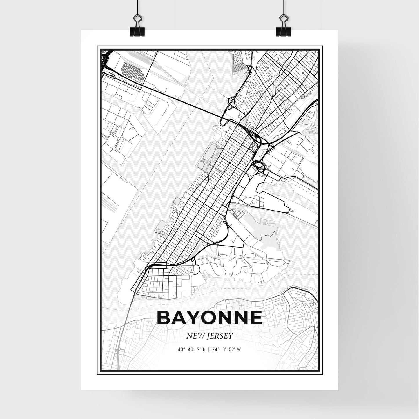 Bayonne New Jersey - Premium City Map Poster