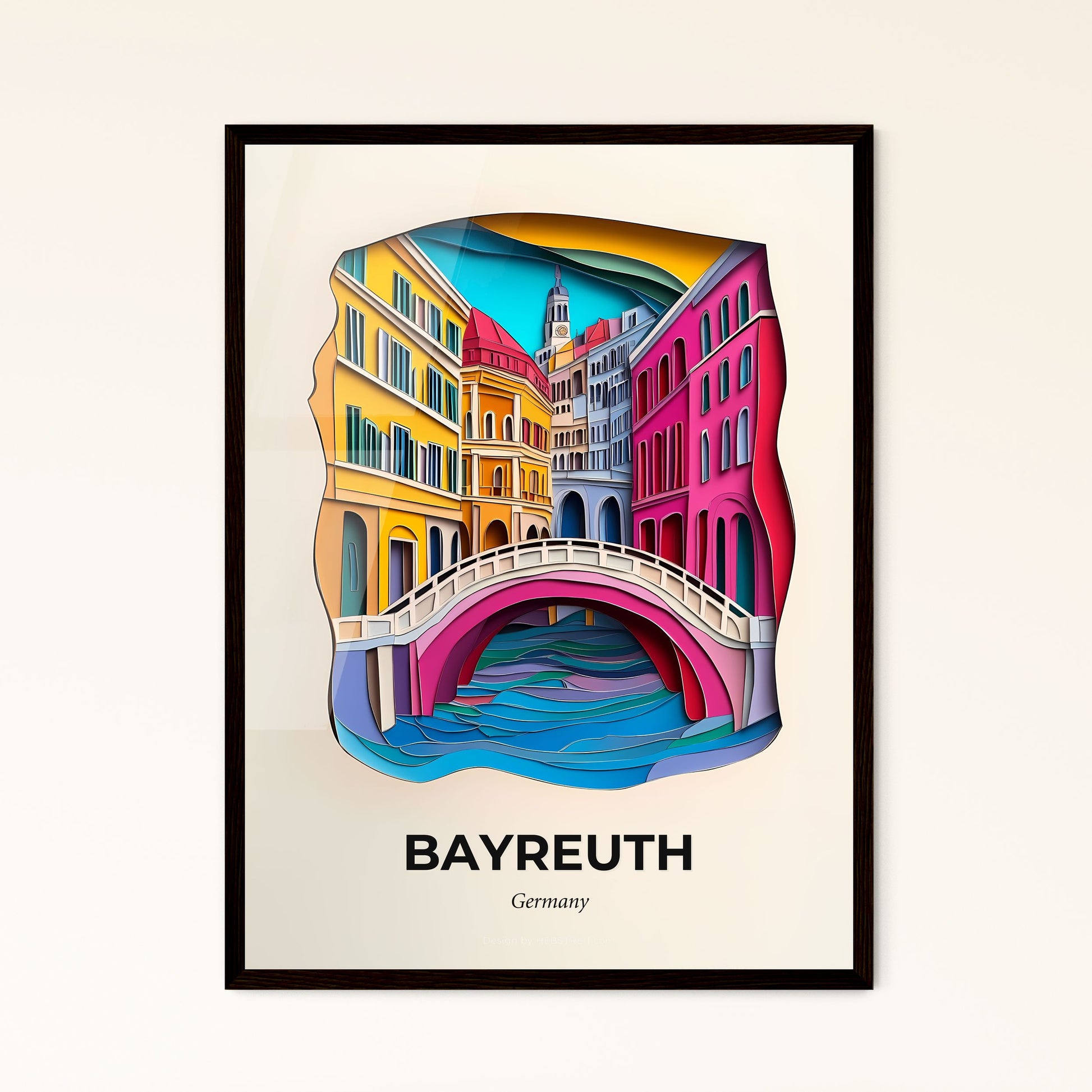 Vivid Bayreuth, Germany - a paper cut of a bridge over a river