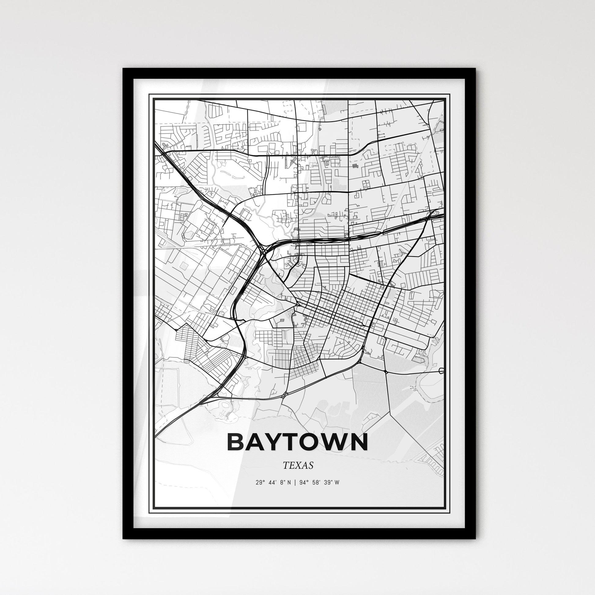 Baytown Texas - Scandinavian Style City Map for Modern Home Decor