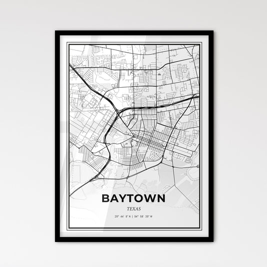 Baytown Texas - Scandinavian Style City Map for Modern Home Decor