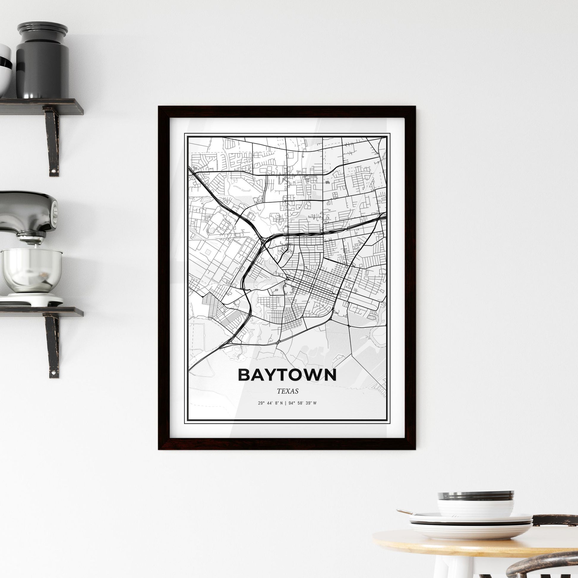 Baytown Texas - Minimal City Map