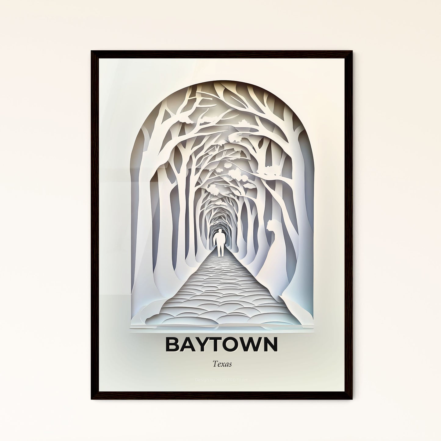 Vivid Baytown, Texas - a paper cut of a tunnel with trees