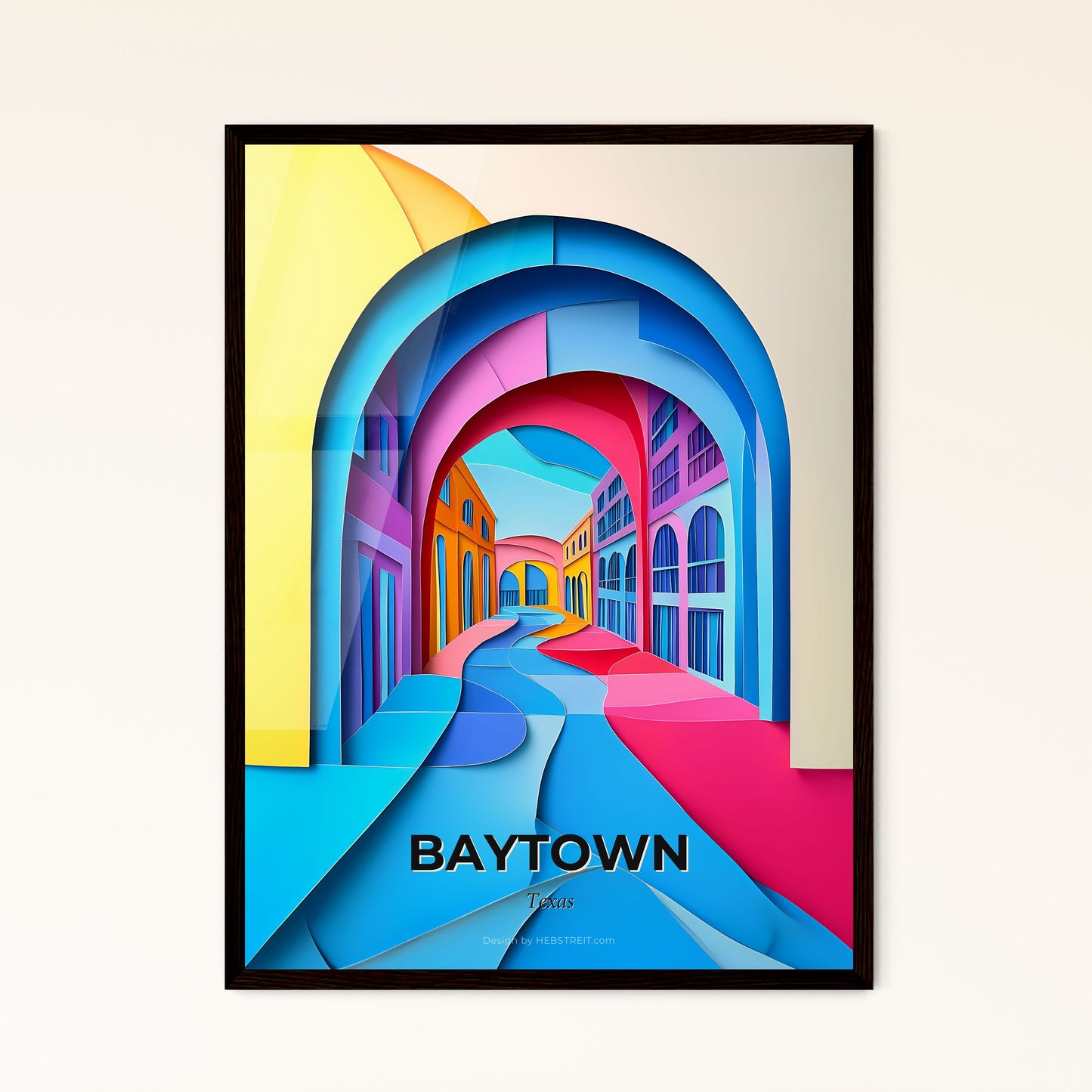 Vivid Baytown, Texas - a colorful street with a curved arch and a colorful building