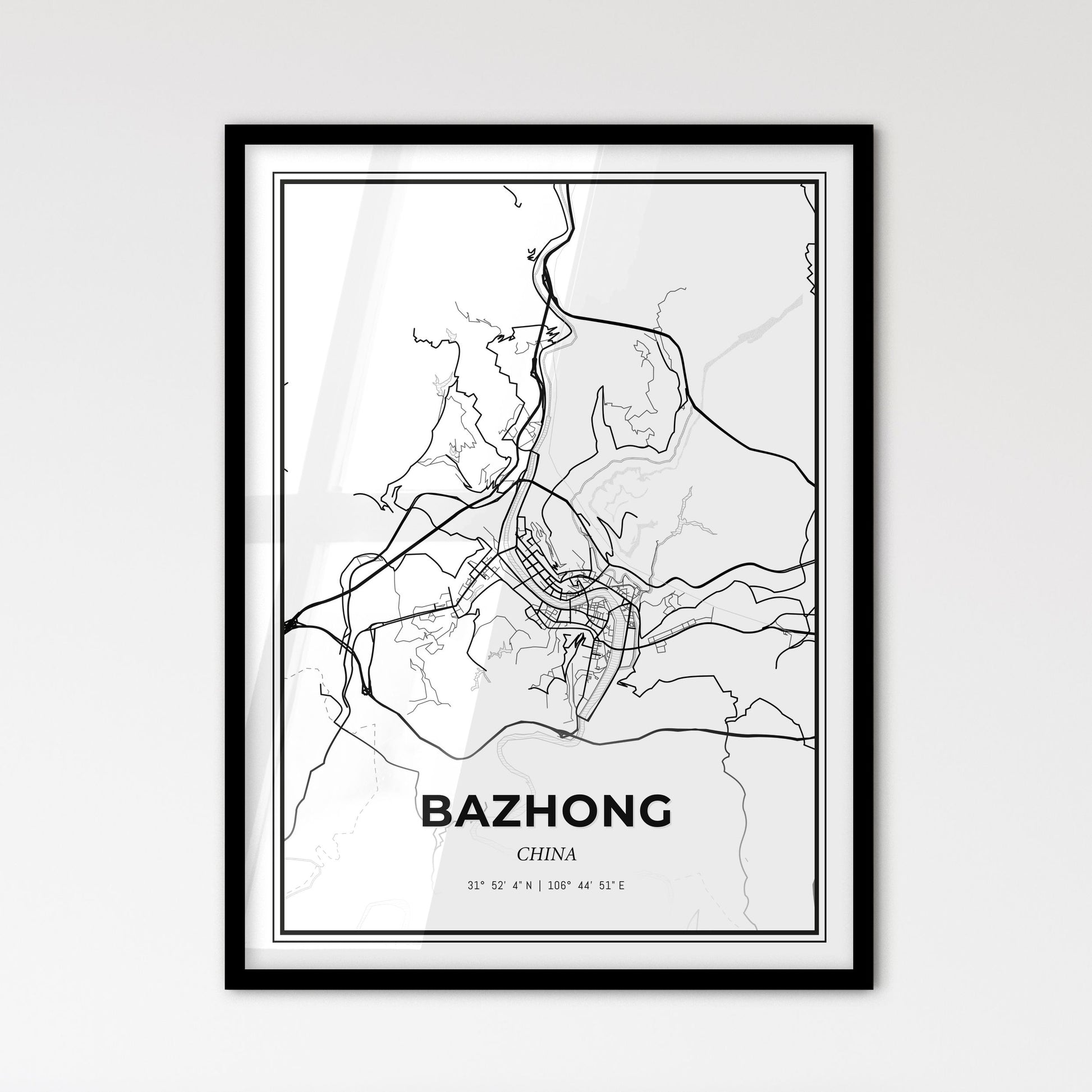 Bazhong China - Scandinavian Style City Map for Modern Home Decor