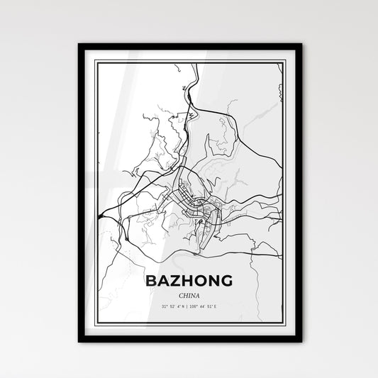 Bazhong China - Scandinavian Style City Map for Modern Home Decor