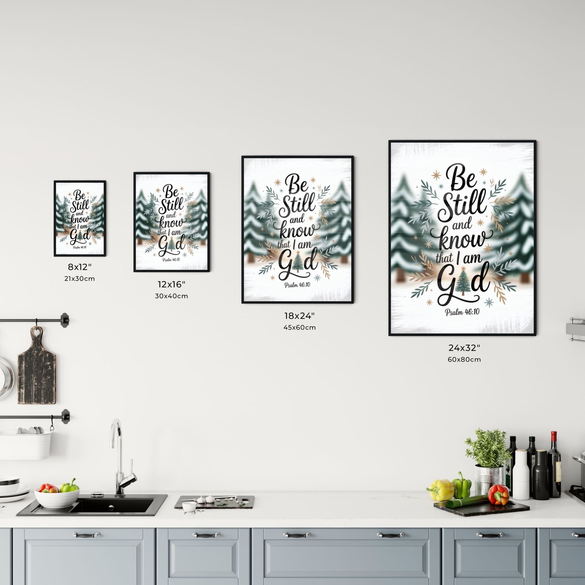 Be Still and Know That I Am God: Inspirational Psalm 46:10 Artwork with Nature Elements. Chart