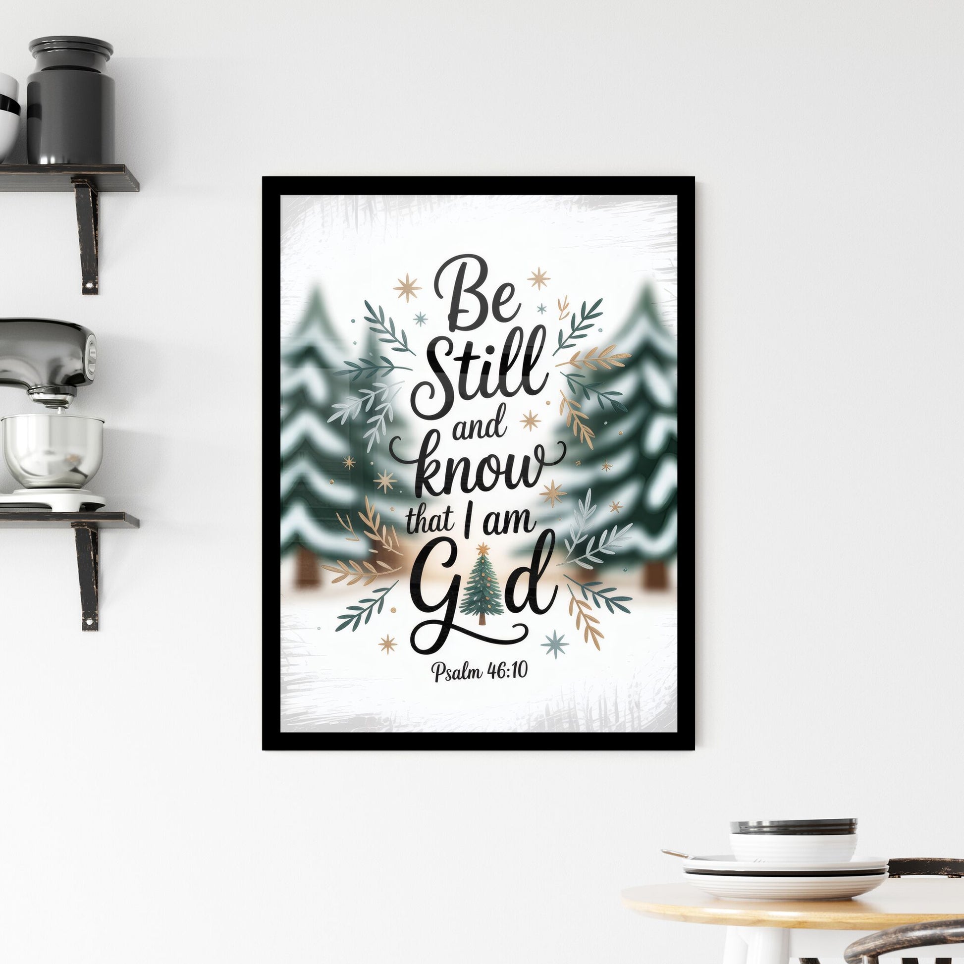 Be Still and Know That I Am God: Inspirational Psalm 46:10 Artwork with Nature Elements. Framed Print