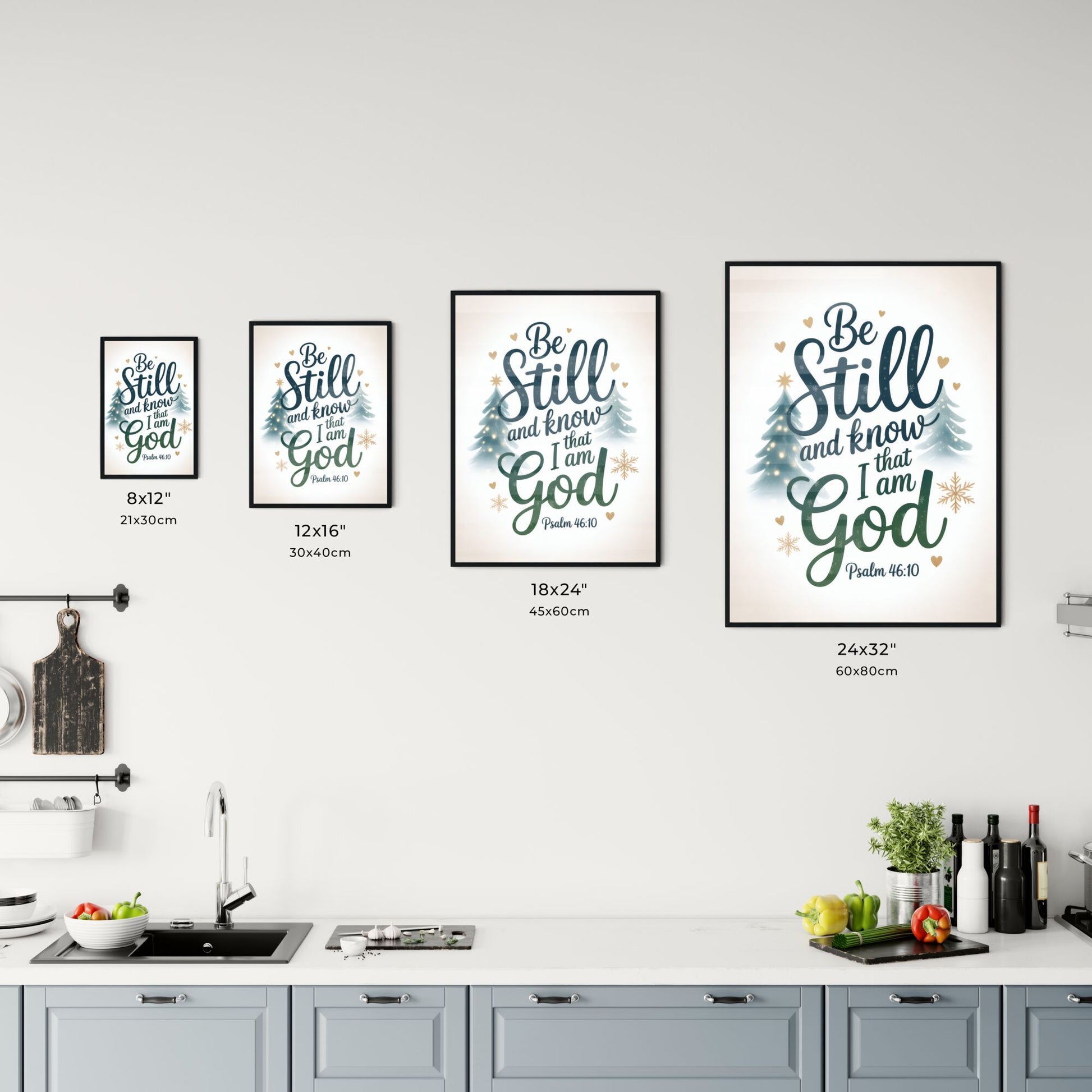 Be Still and Know That I Am God – Inspirational Scripture Art with Winter Theme. Chart