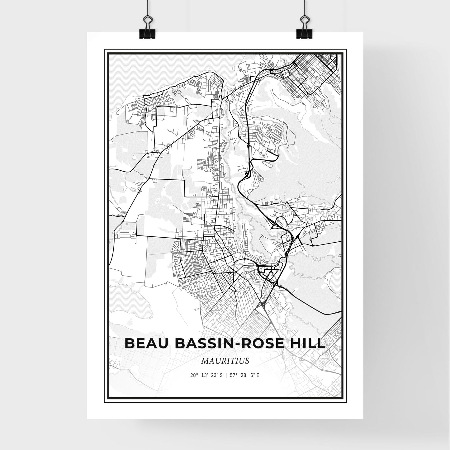 Beau Bassin-Rose Hill Mauritius - Premium City Map Poster