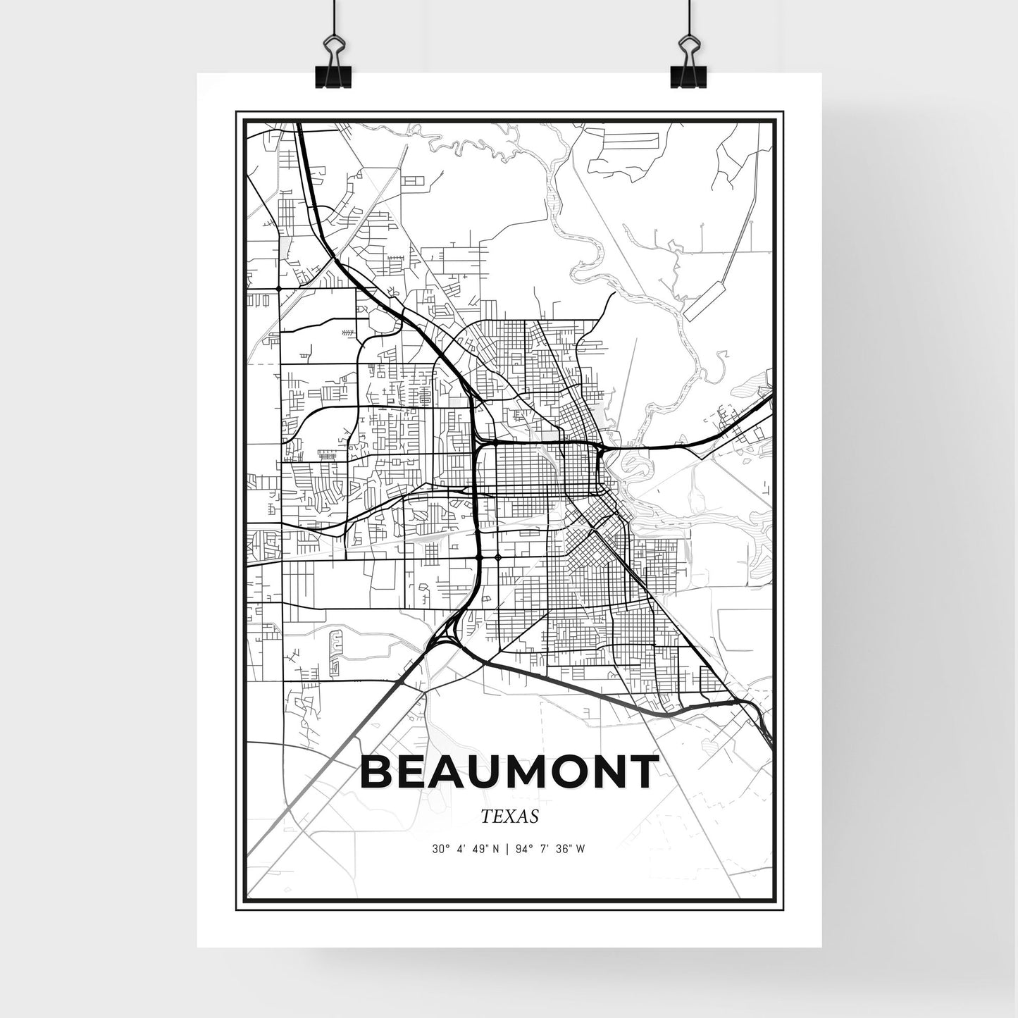 Beaumont Texas - Premium City Map Poster