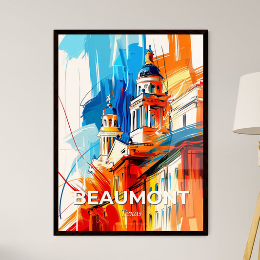 Vibrant Beaumont, Texas - A Painting Of A Building With A Colorful Background