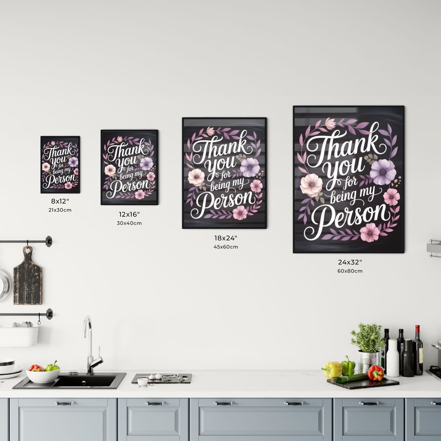 Beautiful Floral Typography Design Expressing Gratitude: 'Thank You for Being My Person' Chart