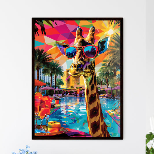 Psychedelic Giraffe Pool Party Collage by Eaton Wall Art