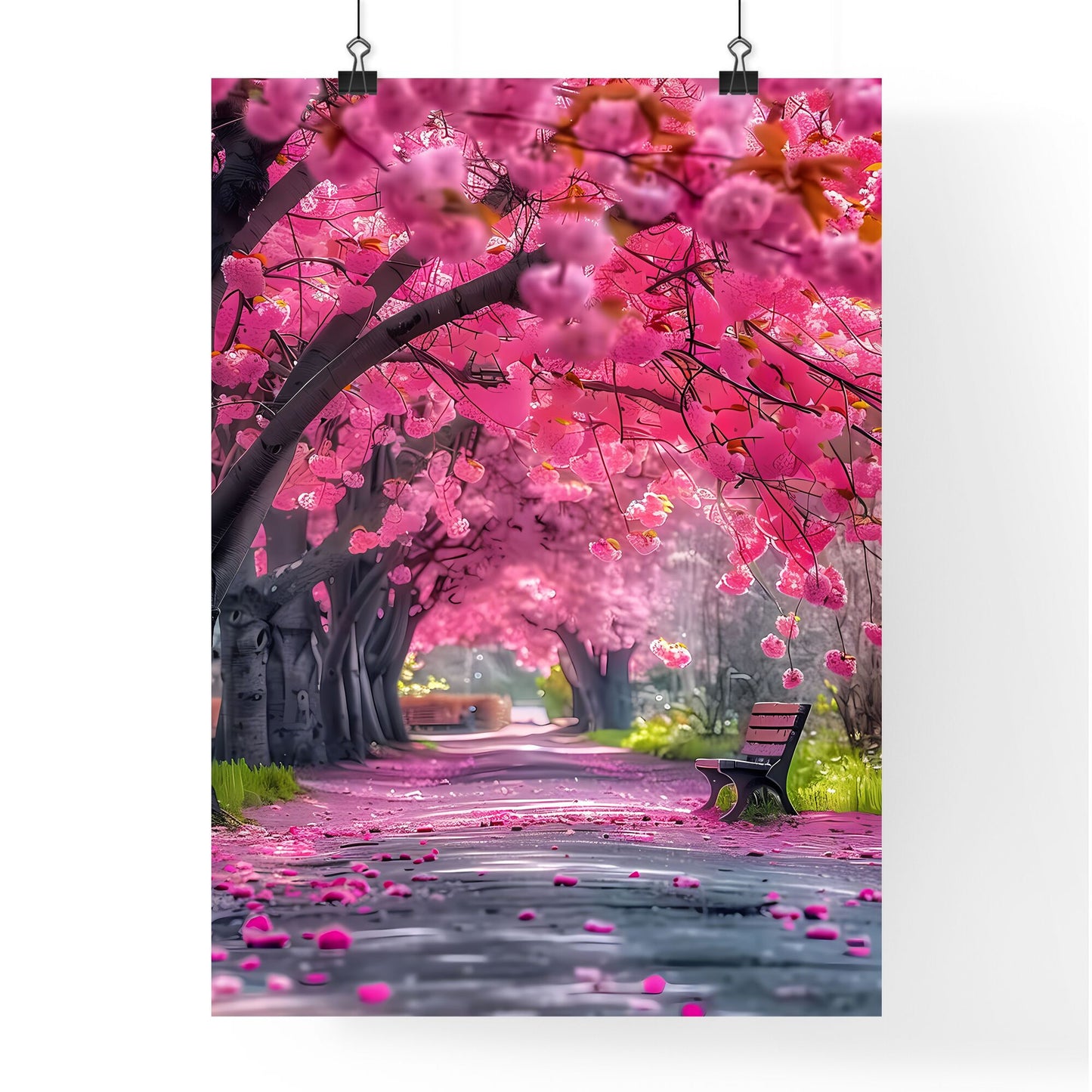 Serene Beauty: Vibrant Cherry Blossom Trees with Love and Spring in a Romantic, Picturesque Landscape Default Title