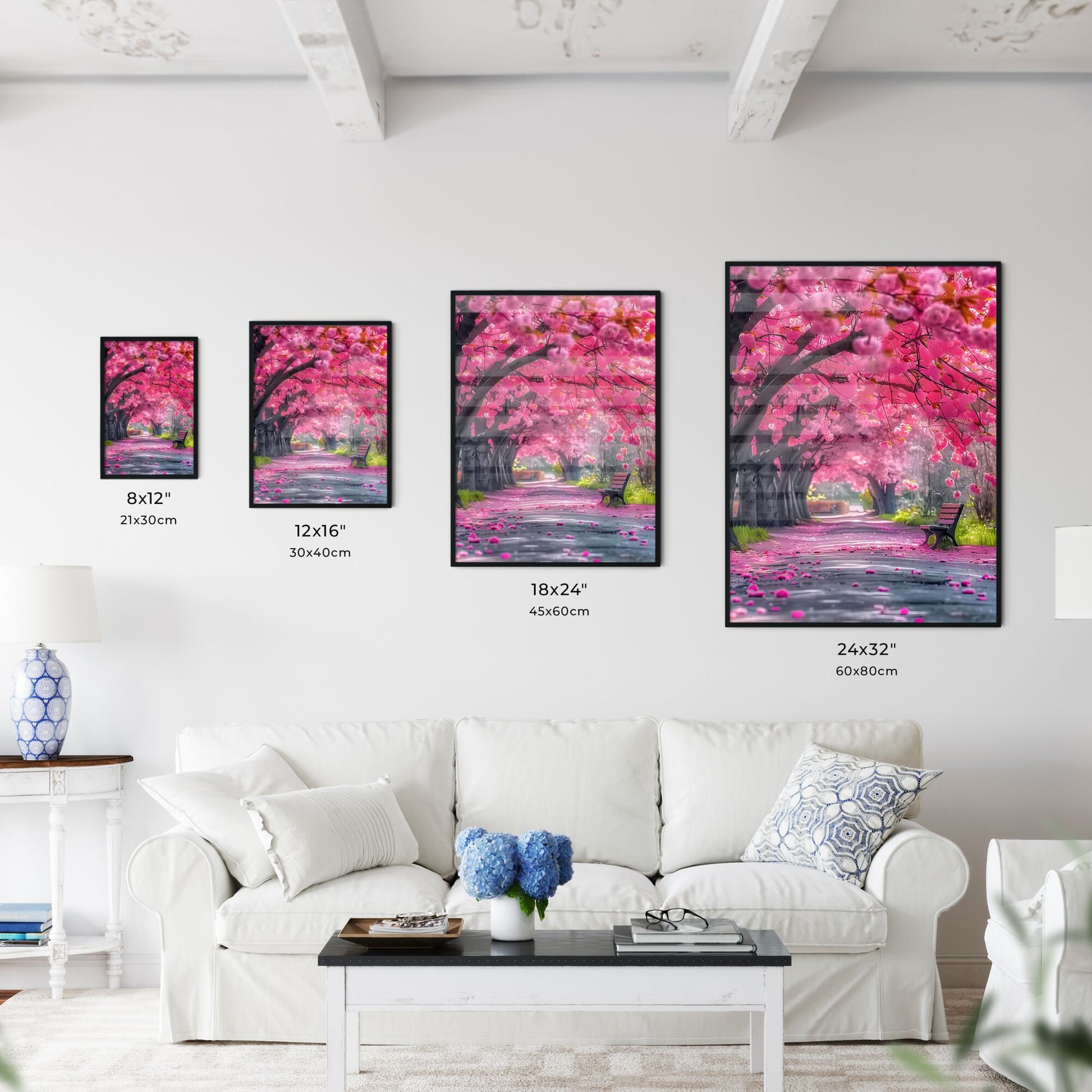 Serene Beauty: Vibrant Cherry Blossom Trees with Love and Spring in a Romantic, Picturesque Landscape Default Title