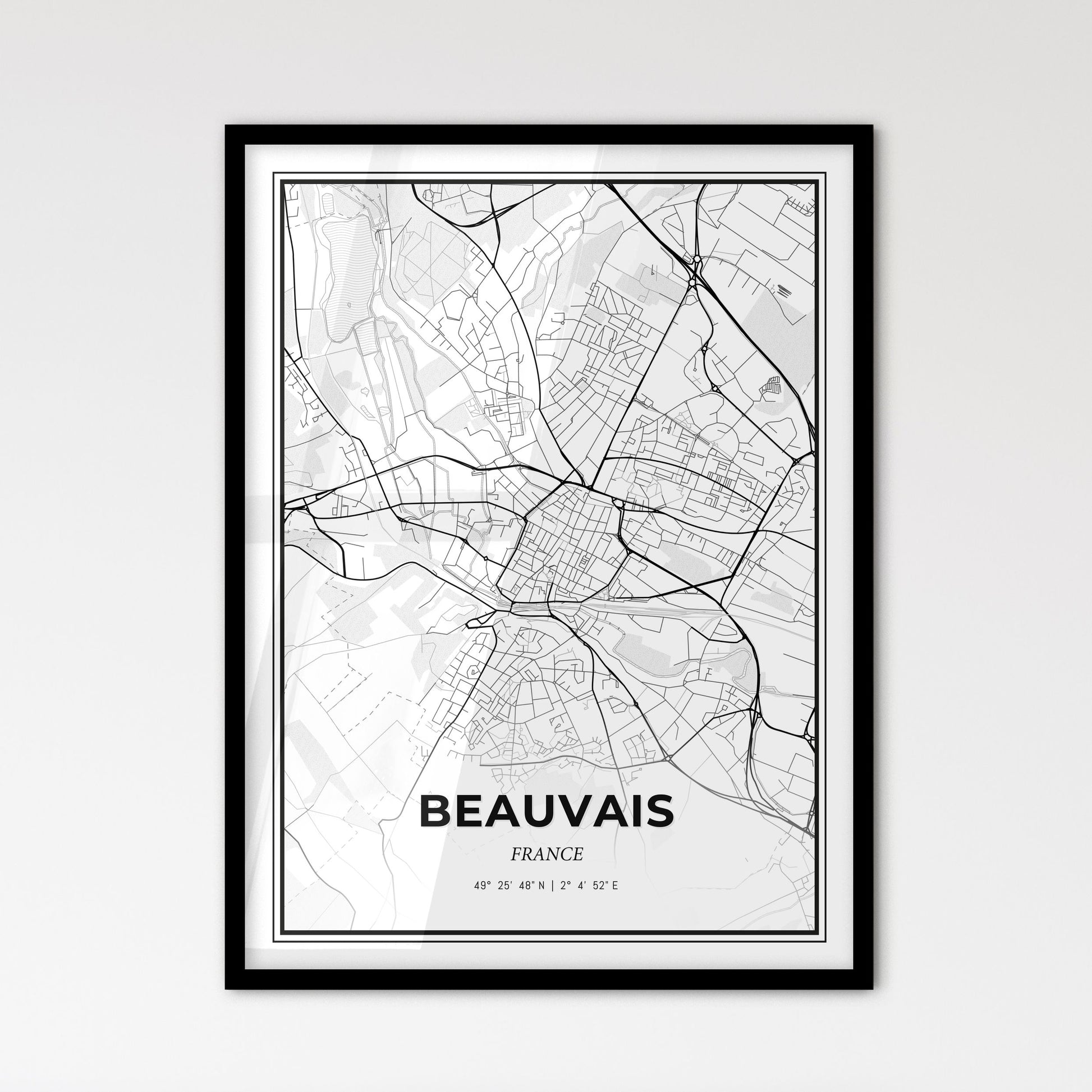 Beauvais France - Scandinavian Style City Map for Modern Home Decor