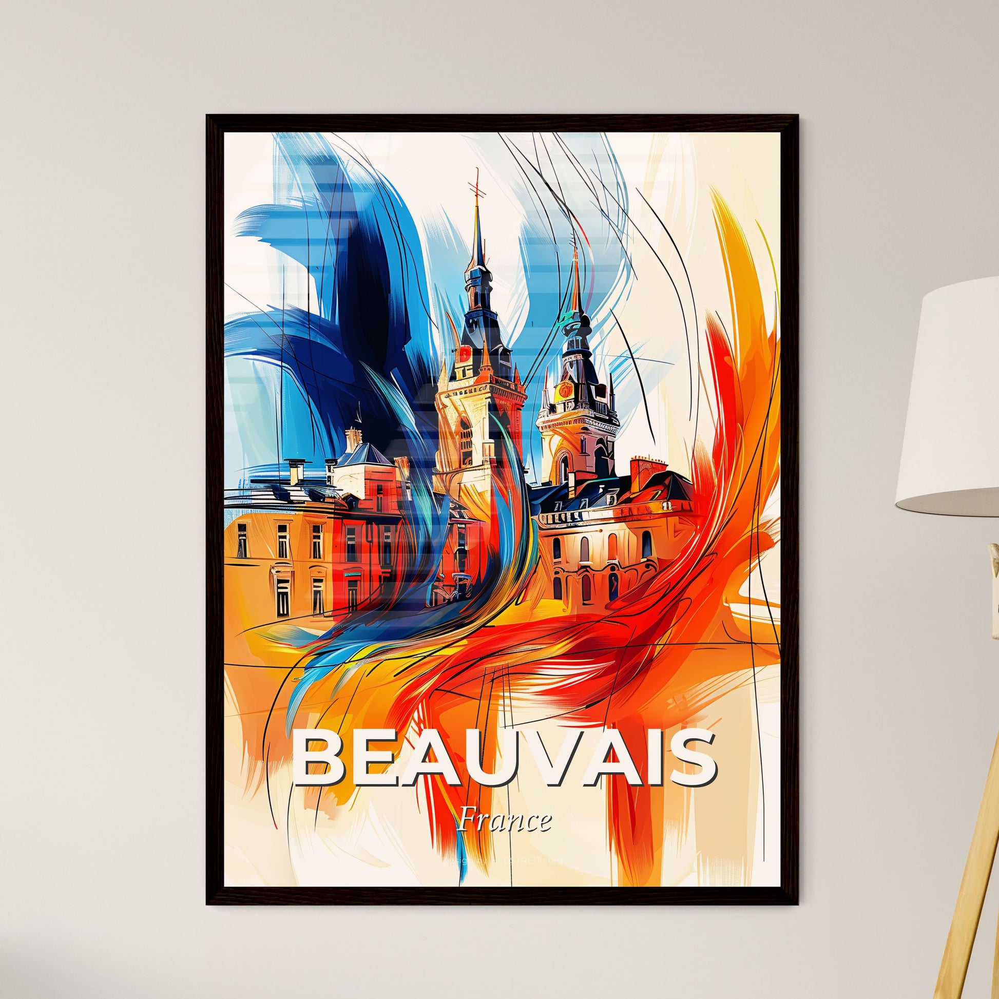 Vibrant Beauvais, France - A Colorful Painting Of A Castle