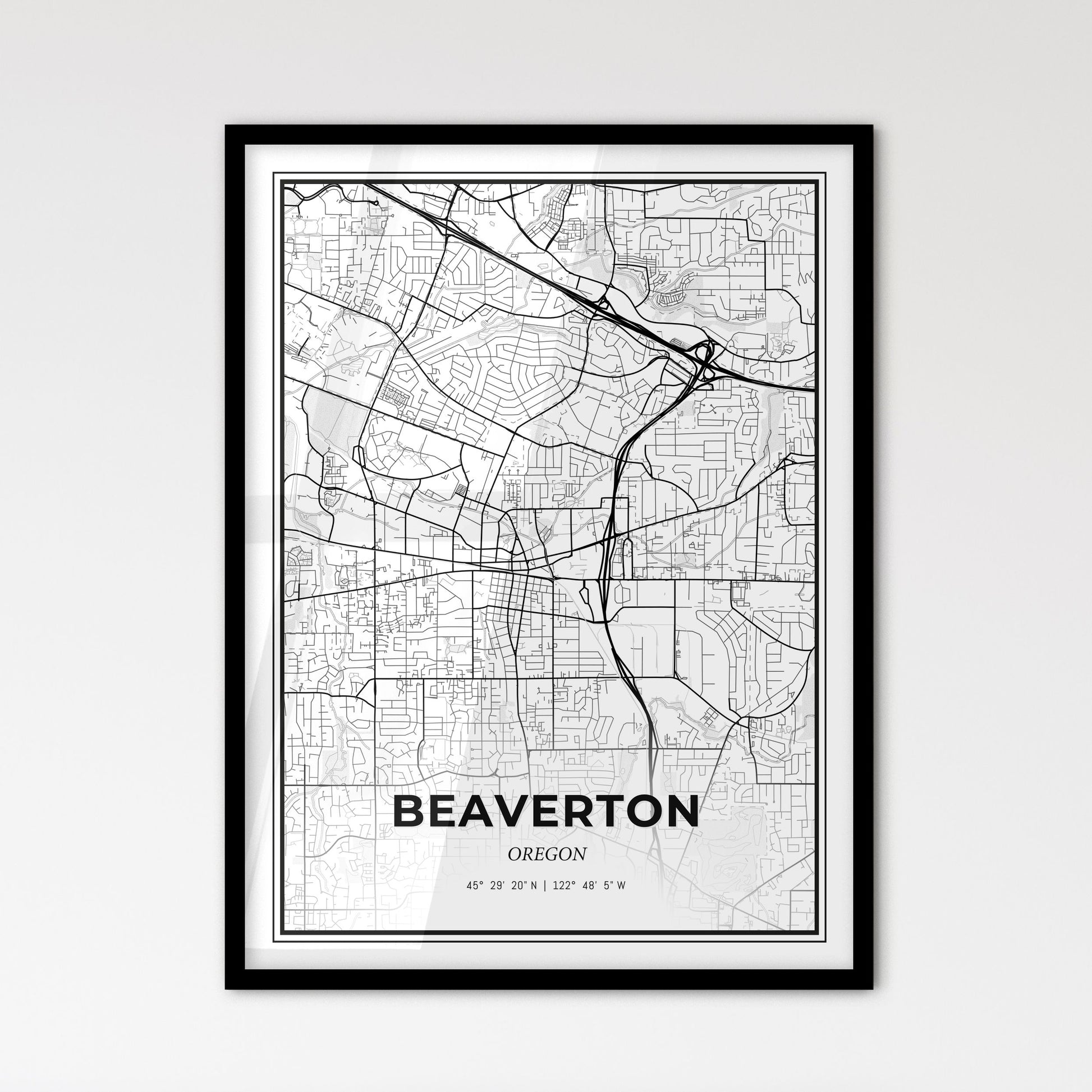 Beaverton Oregon - Scandinavian Style City Map for Modern Home Decor