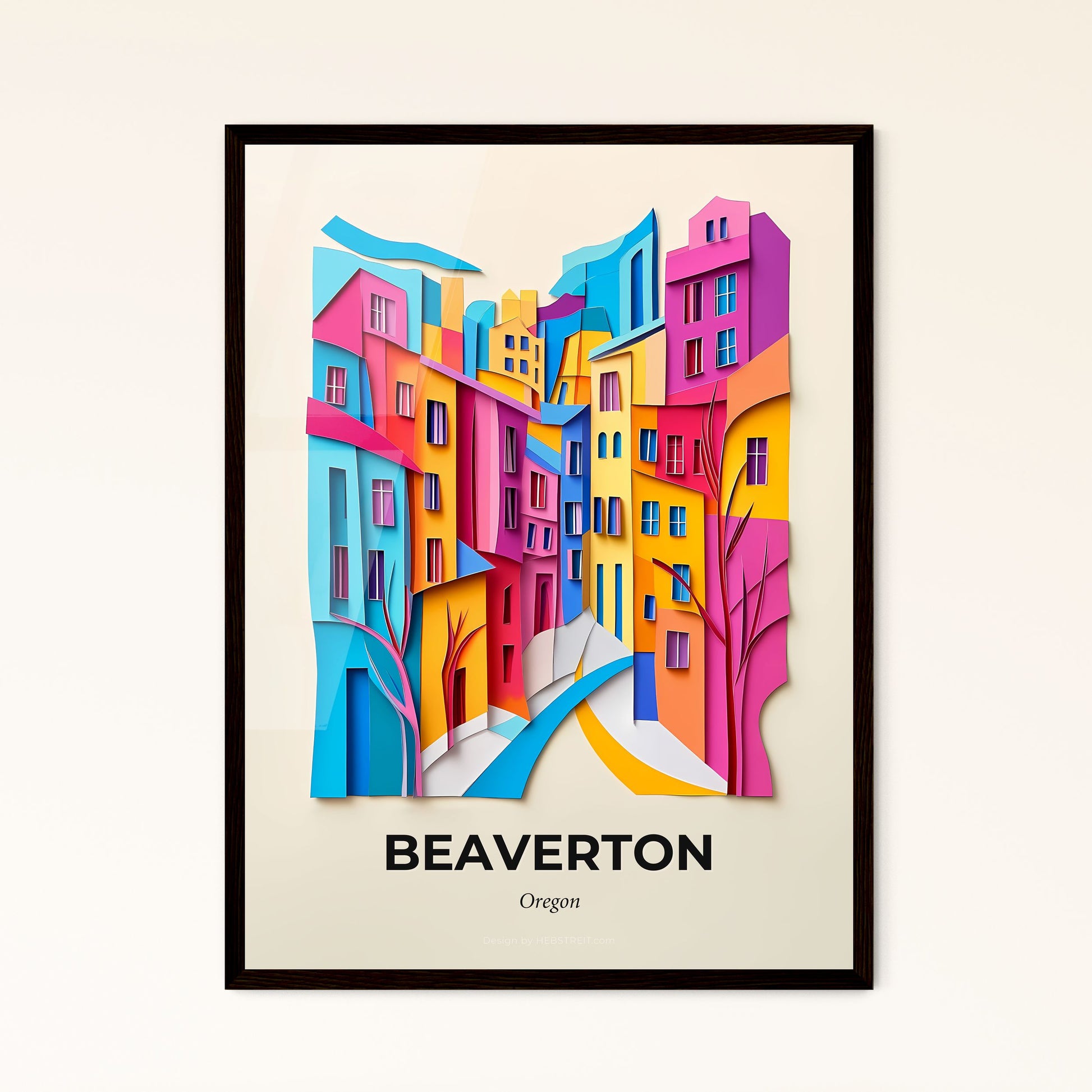 Vivid Beaverton, Oregon - a colorful city with a tree and a road