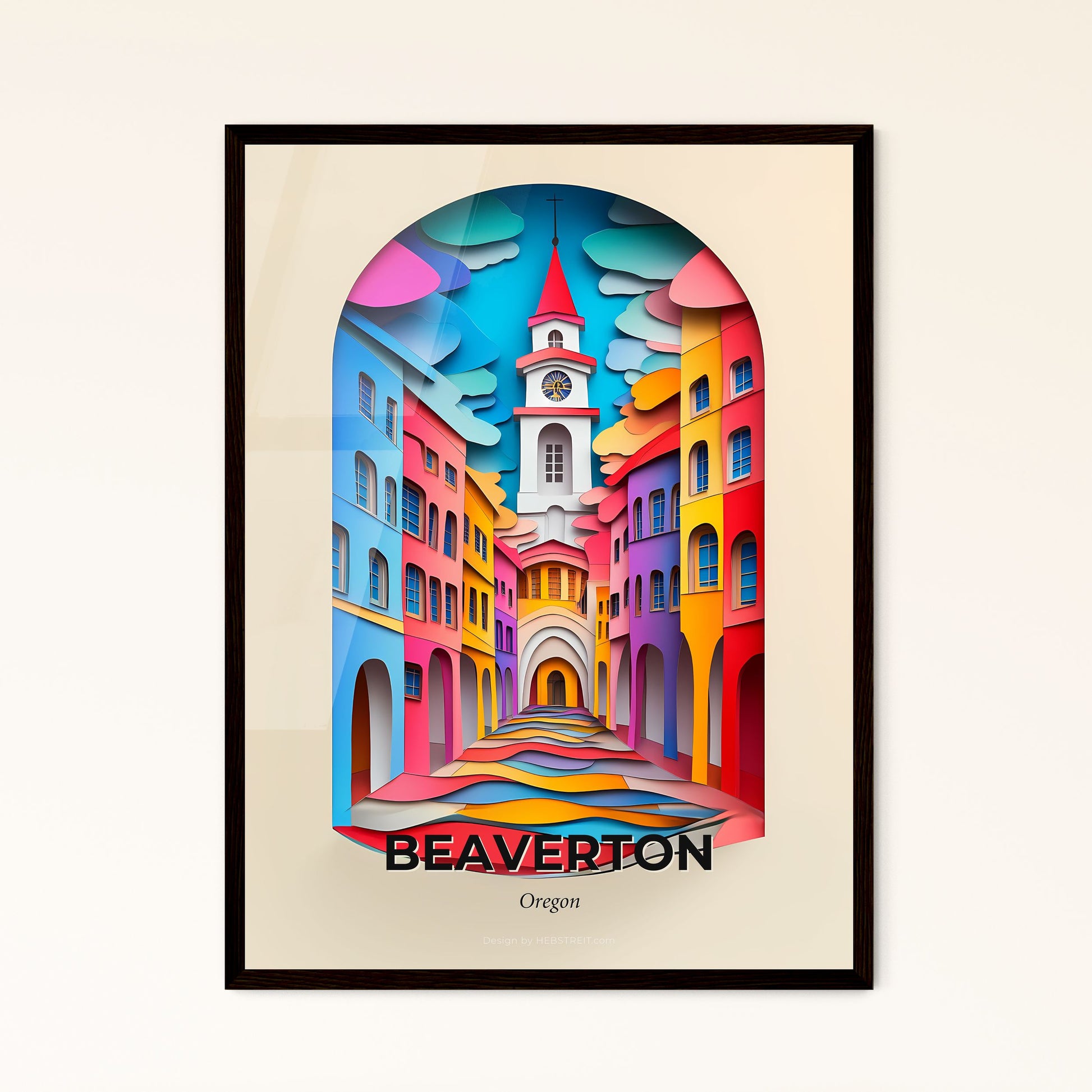 Vivid Beaverton, Oregon - a colorful city with a clock tower in the middle