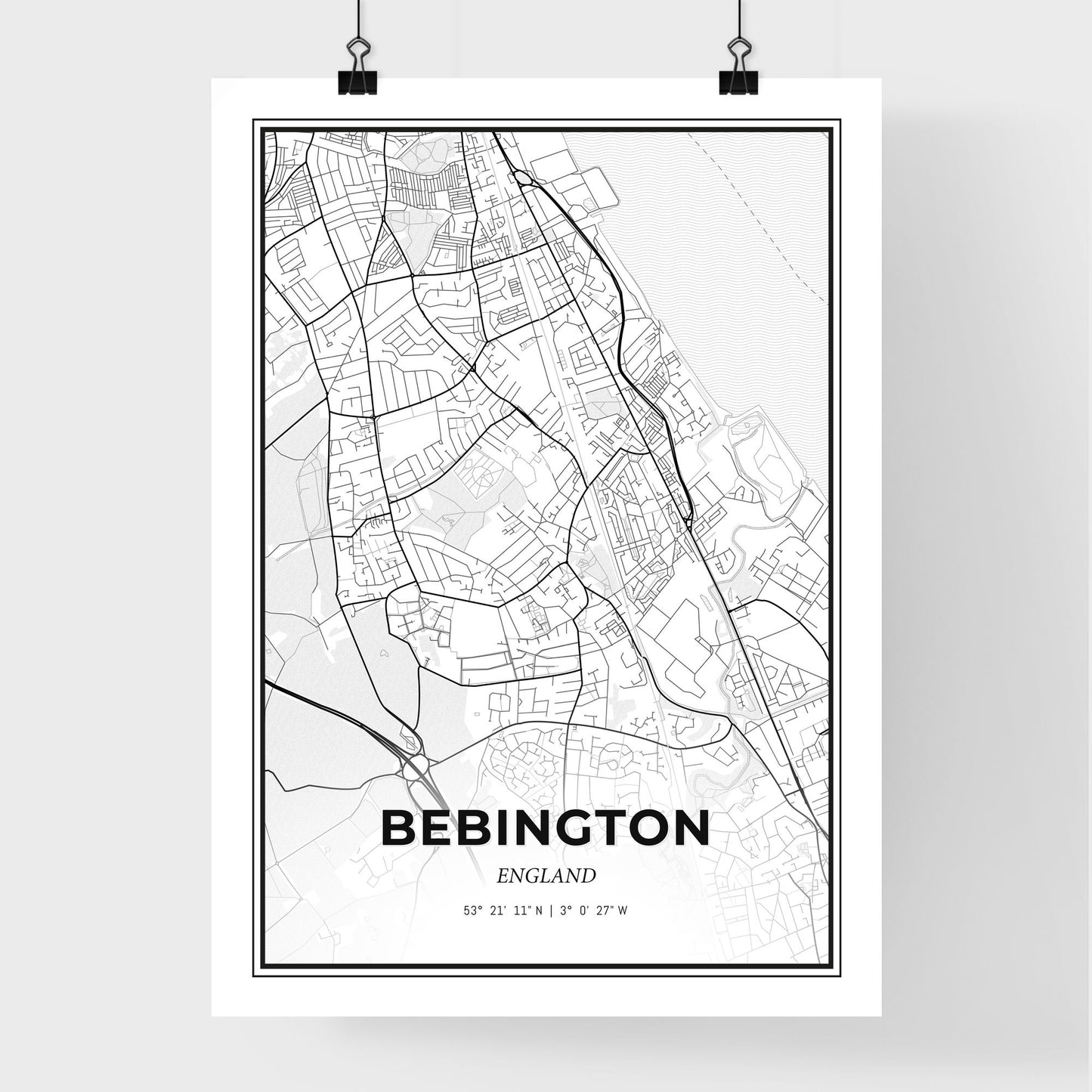 Bebington England - Premium City Map Poster