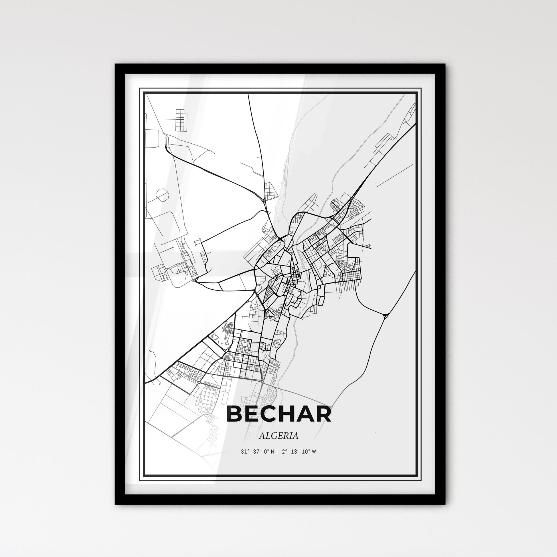 Bechar Algeria - Scandinavian Style City Map for Modern Home Decor