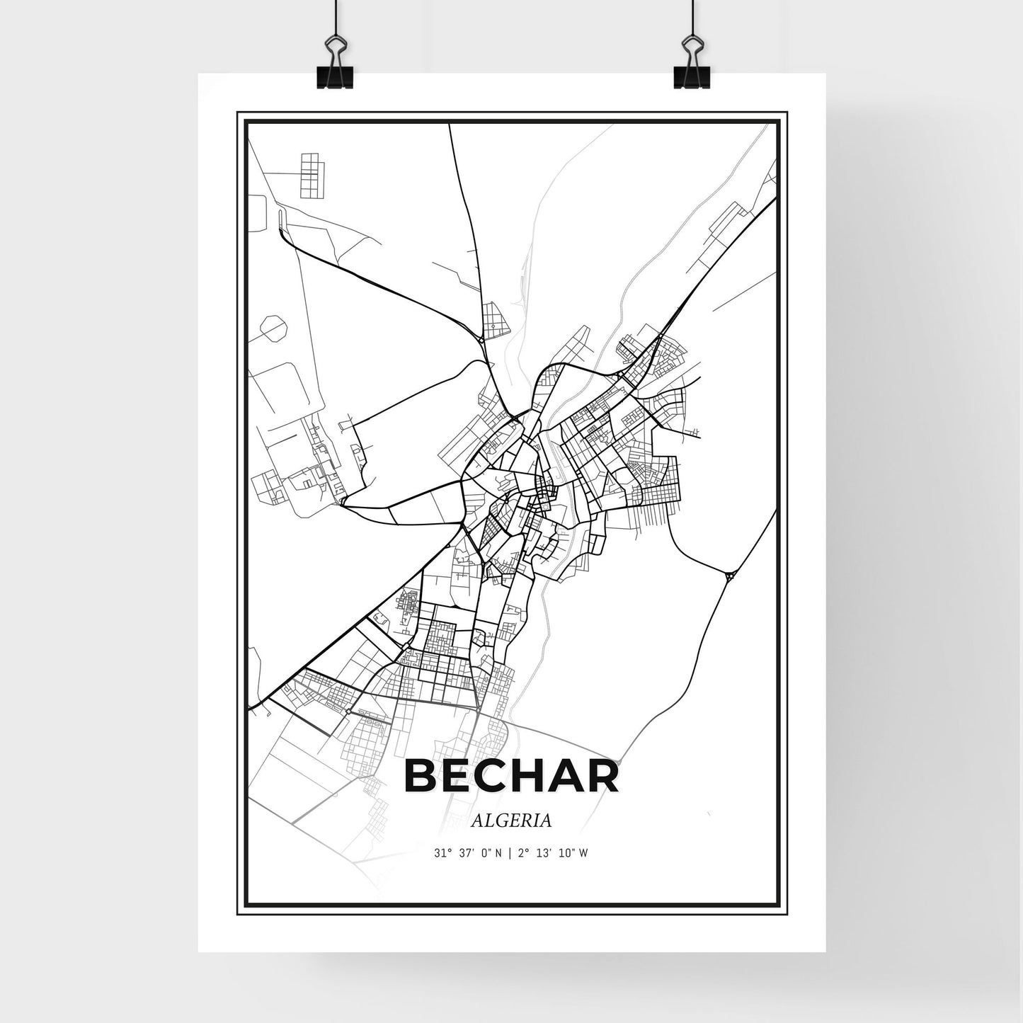 Bechar Algeria - Premium City Map Poster