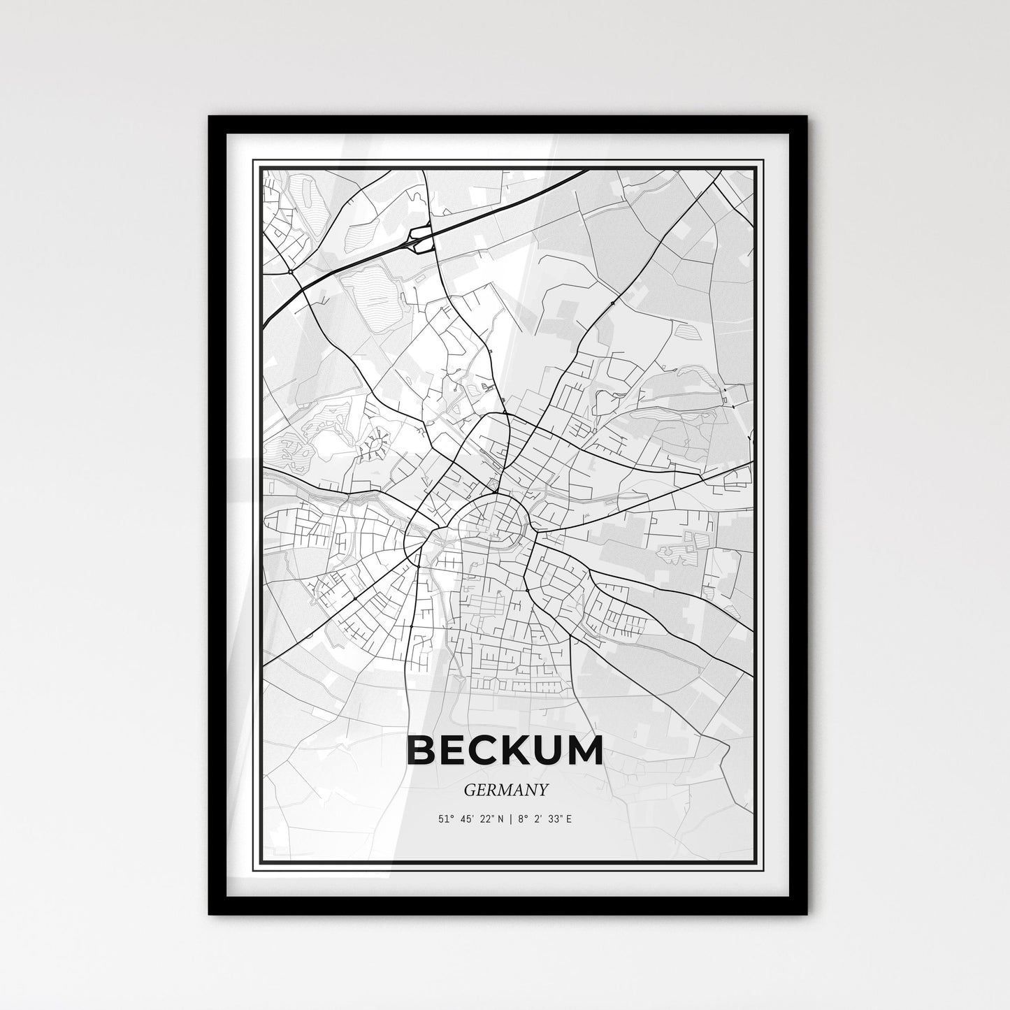 Beckum Germany - Scandinavian Style City Map for Modern Home Decor