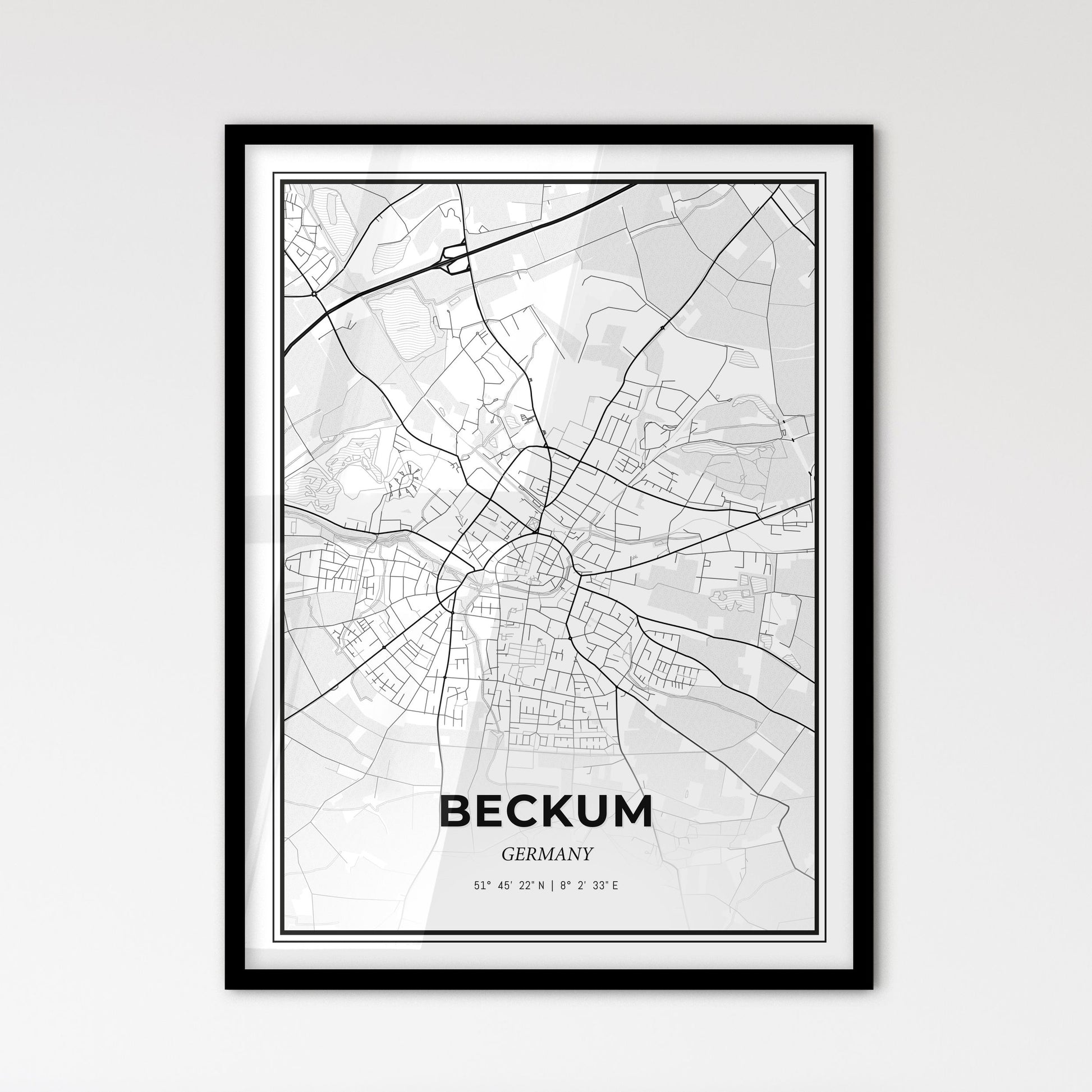 Beckum Germany - Scandinavian Style City Map for Modern Home Decor