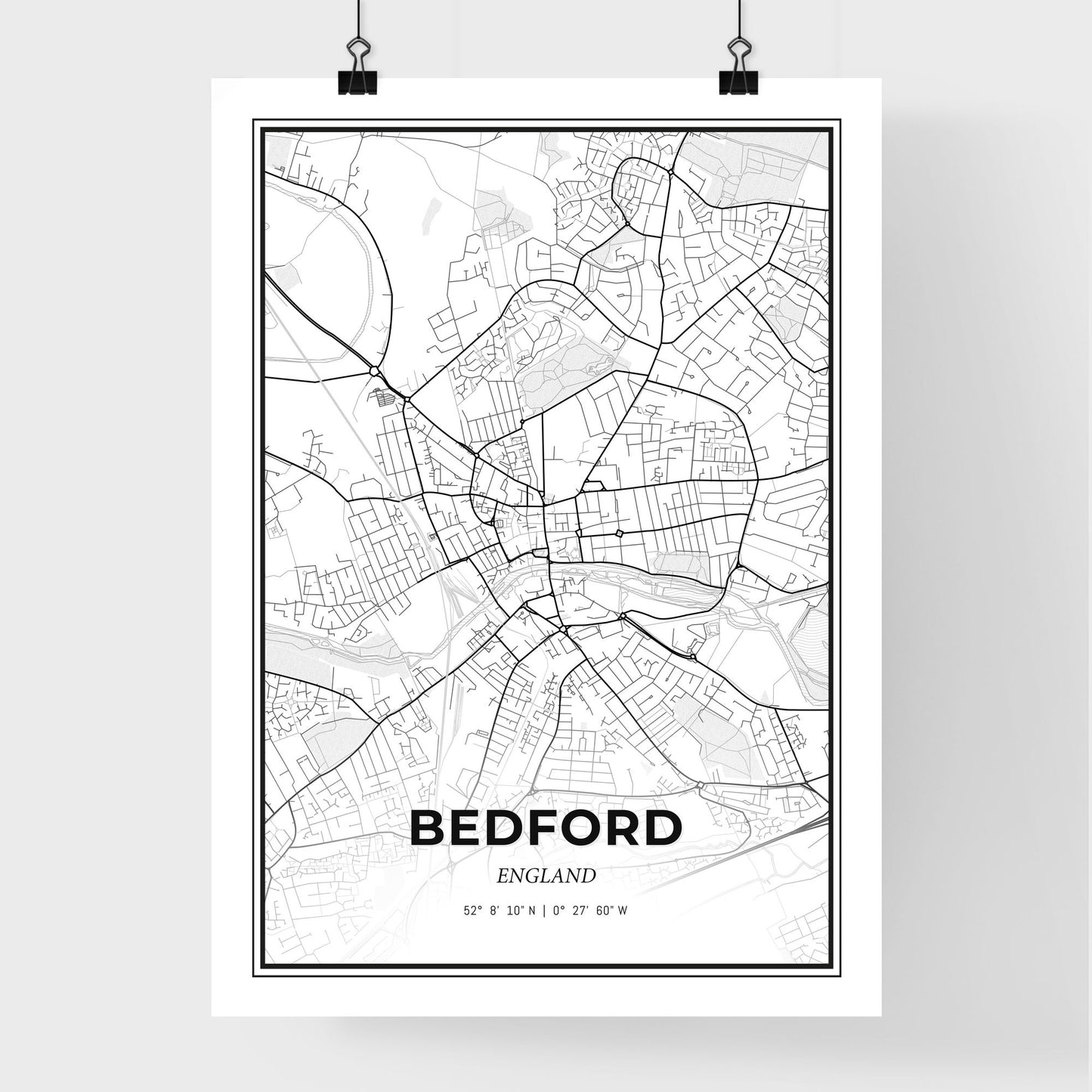 Bedford England - Premium City Map Poster