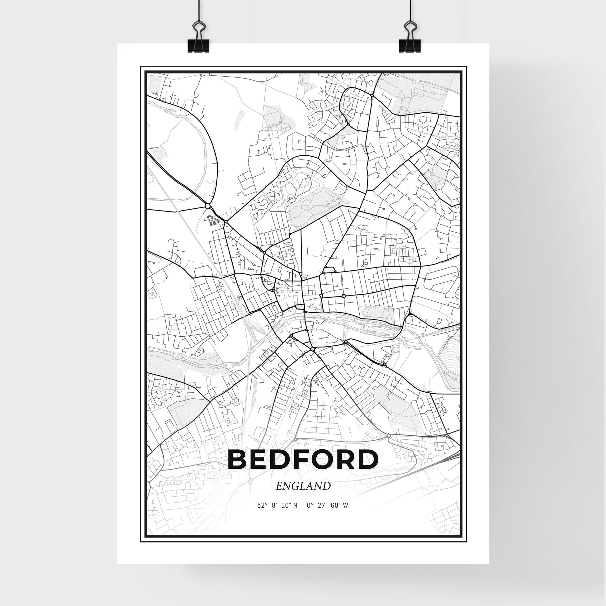 Bedford England - Premium City Map Poster