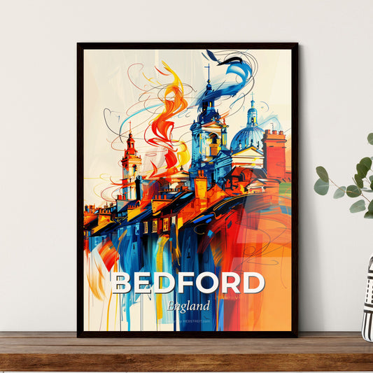 Vibrant Bedford, England - A Colorful Painting Of Buildings