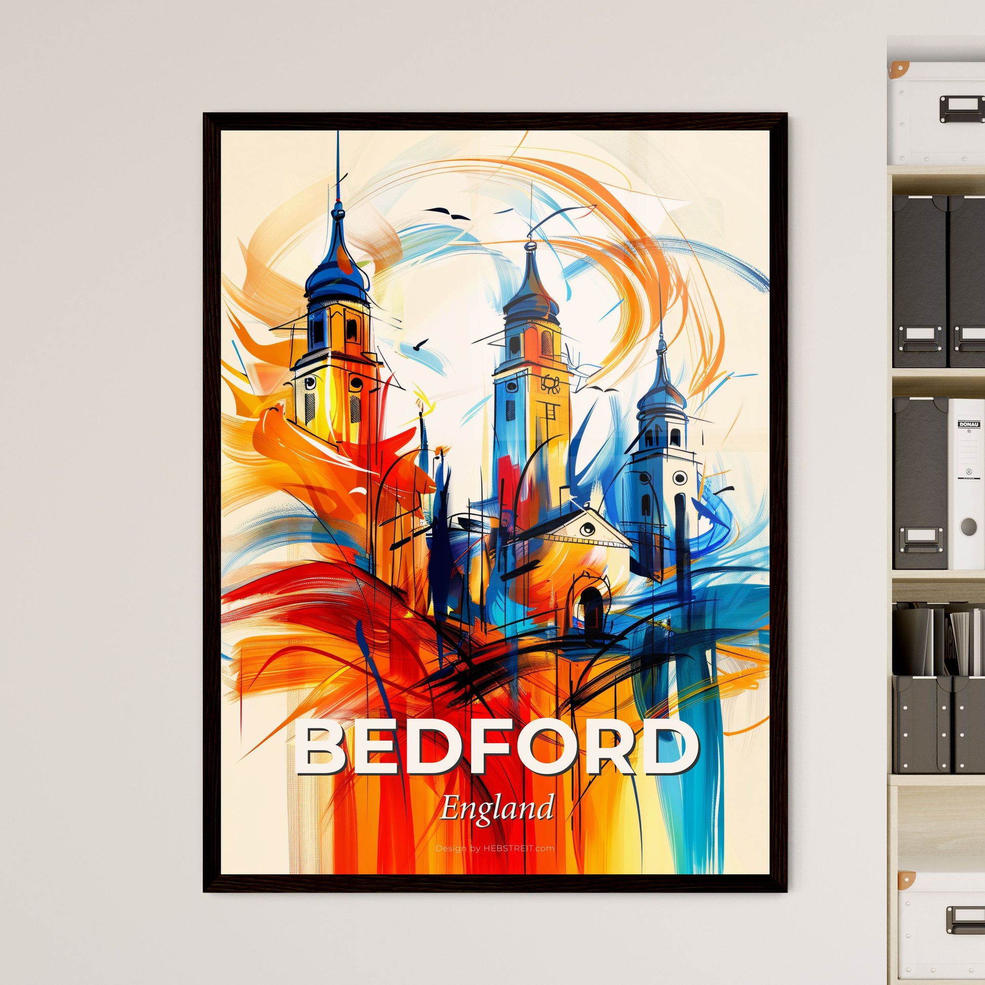 Vibrant Bedford, England - A Colorful Painting Of A Building