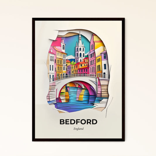 Vivid Bedford, England - a paper cut of a bridge over a river