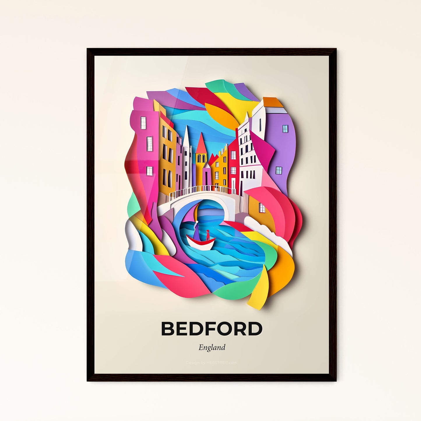 Vivid Bedford, England - a paper cut of a boat in a canal