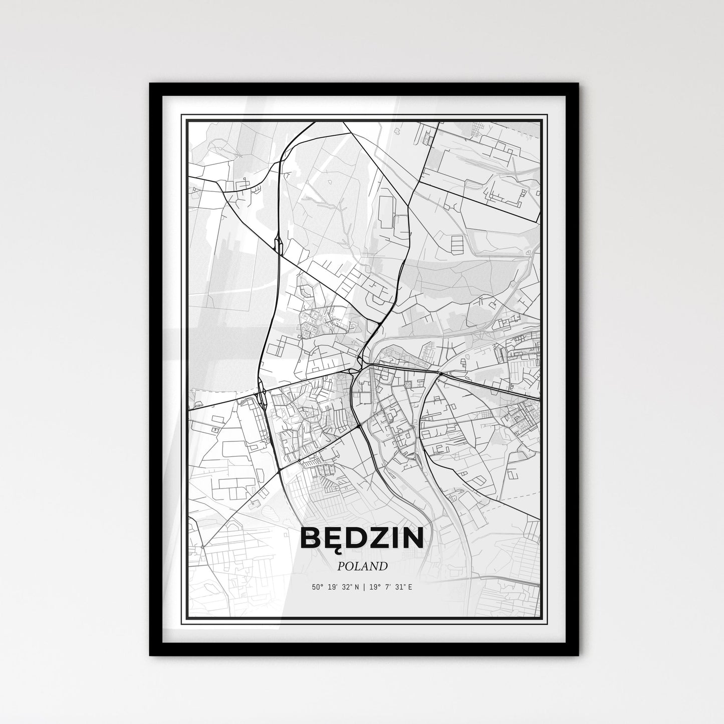 Będzin Poland - Scandinavian Style City Map for Modern Home Decor