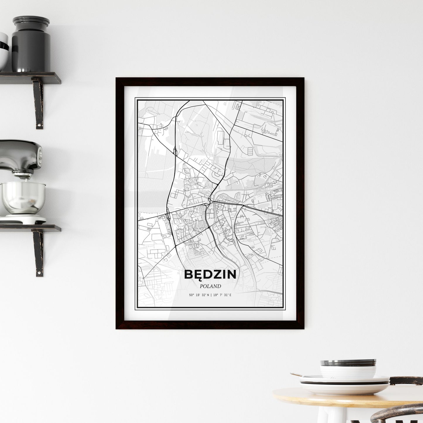 Będzin Poland - Minimal City Map